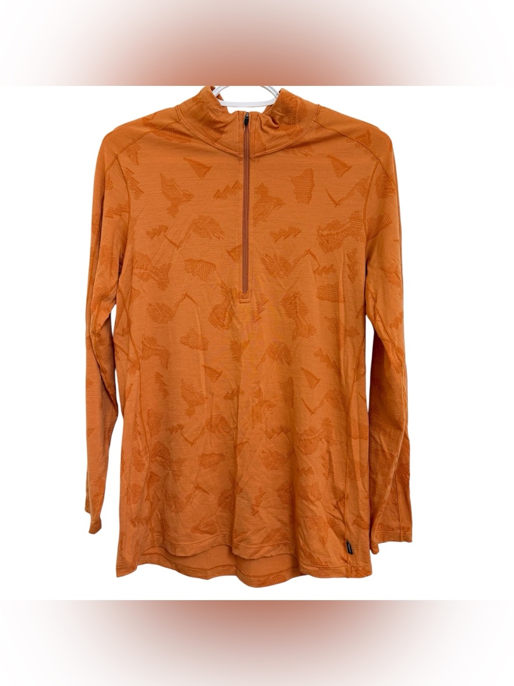 REI 100% Merino Wool 1/2 Zip Pullover Women’s Orange Long Sleeve Base Layer Sz L